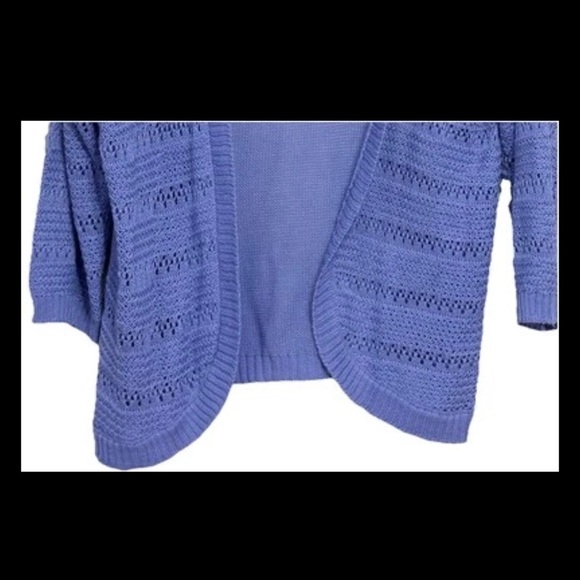 Sara Morgan Knit Cardigan Open Front Sweater L Blue No Buttons Long Sleeves - Picture 4 of 10